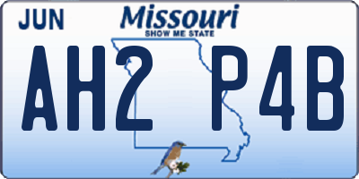 MO license plate AH2P4B