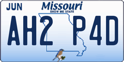 MO license plate AH2P4D