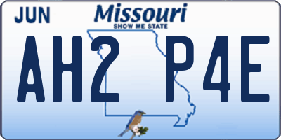 MO license plate AH2P4E