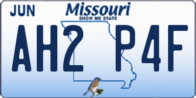 MO license plate AH2P4F