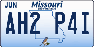 MO license plate AH2P4I