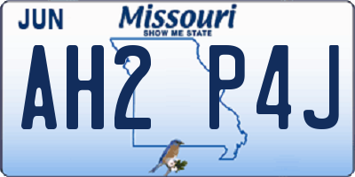 MO license plate AH2P4J
