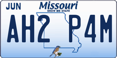 MO license plate AH2P4M