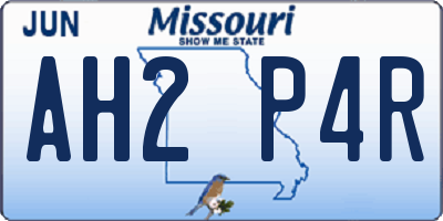 MO license plate AH2P4R