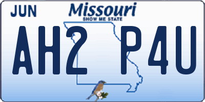 MO license plate AH2P4U