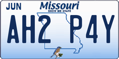 MO license plate AH2P4Y