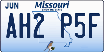 MO license plate AH2P5F