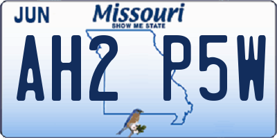 MO license plate AH2P5W