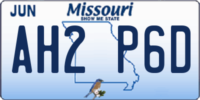 MO license plate AH2P6D