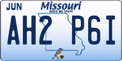MO license plate AH2P6I