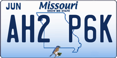 MO license plate AH2P6K