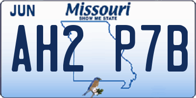 MO license plate AH2P7B