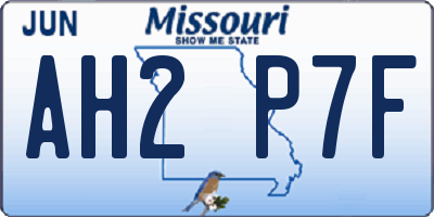 MO license plate AH2P7F