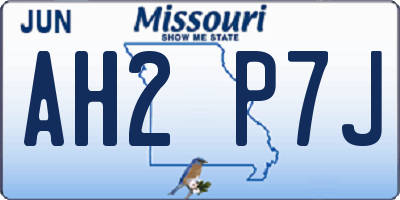 MO license plate AH2P7J