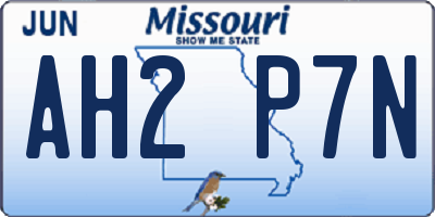 MO license plate AH2P7N