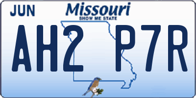 MO license plate AH2P7R