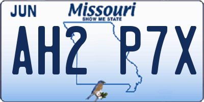 MO license plate AH2P7X