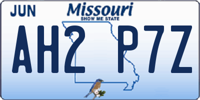 MO license plate AH2P7Z