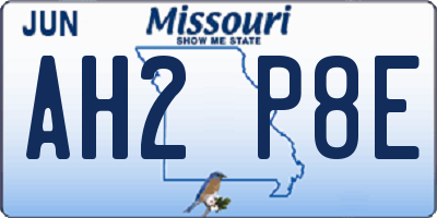 MO license plate AH2P8E