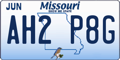 MO license plate AH2P8G