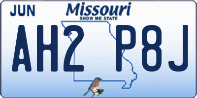 MO license plate AH2P8J