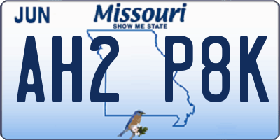 MO license plate AH2P8K