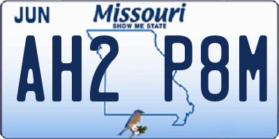 MO license plate AH2P8M