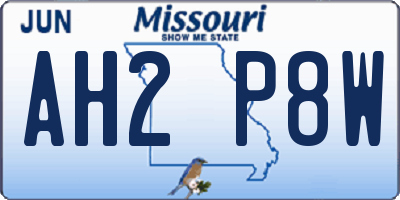 MO license plate AH2P8W