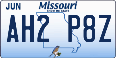 MO license plate AH2P8Z