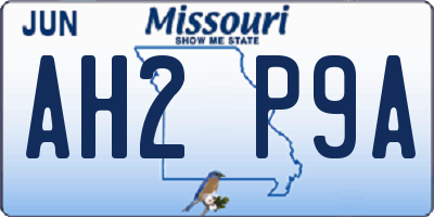 MO license plate AH2P9A