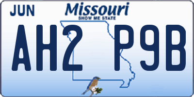 MO license plate AH2P9B