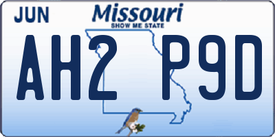 MO license plate AH2P9D