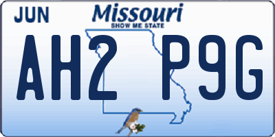 MO license plate AH2P9G