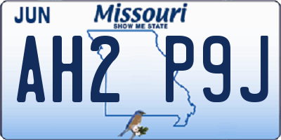 MO license plate AH2P9J