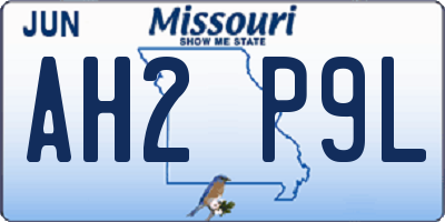 MO license plate AH2P9L