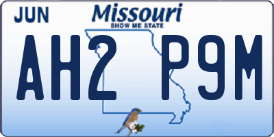 MO license plate AH2P9M