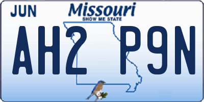 MO license plate AH2P9N