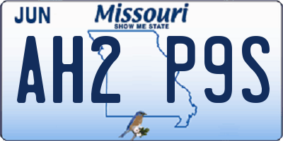 MO license plate AH2P9S