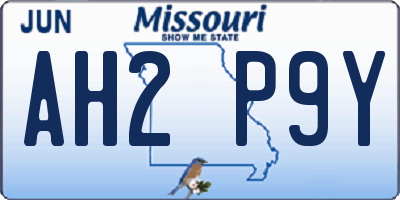 MO license plate AH2P9Y
