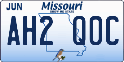 MO license plate AH2Q0C