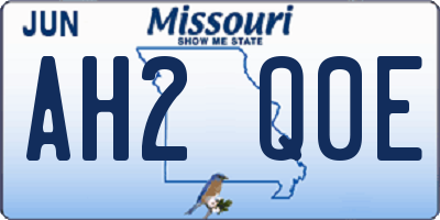 MO license plate AH2Q0E