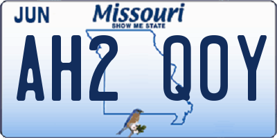 MO license plate AH2Q0Y