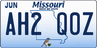 MO license plate AH2Q0Z