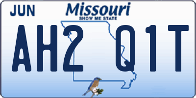 MO license plate AH2Q1T