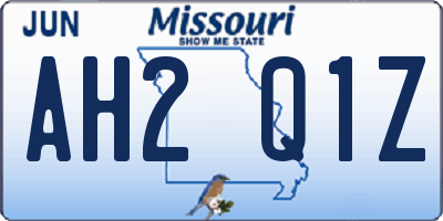 MO license plate AH2Q1Z