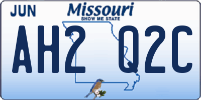 MO license plate AH2Q2C