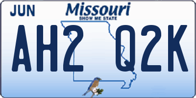 MO license plate AH2Q2K