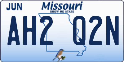 MO license plate AH2Q2N