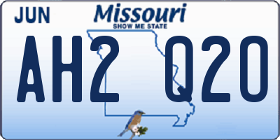 MO license plate AH2Q2O