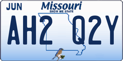 MO license plate AH2Q2Y